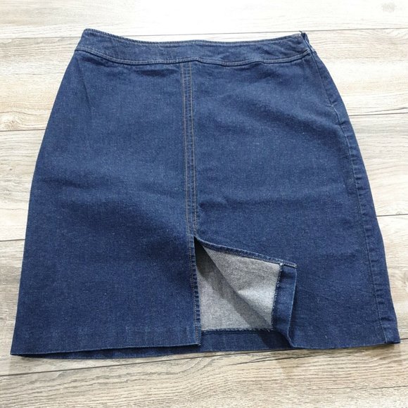 NY Jeans Womens Denim Skirt Size 10 Dark Wash 21" Long Casual Dress New York Co - Picture 2 of 8